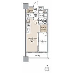レジディア仙台北四番丁プレイス 13階1LDKの間取り