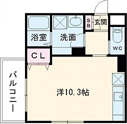ＣＡＳＡα　外宮 2階ワンルームの間取り