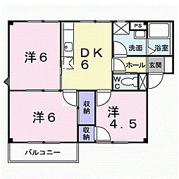 シャトルかきもとA 3DKの間取図画像
