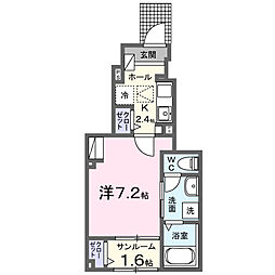 くら・ぷりや 1Kの間取図画像