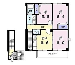 ファミール金沢 2階3DKの間取り