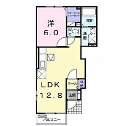 グリーンＴ’Ｓ・Ｃ 1階1LDKの間取り