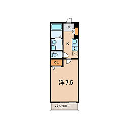 AILE岡場II 3階1Kの間取り