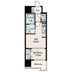 S-RESIDENCE六ツ門abreastII 10階1DKの間取り