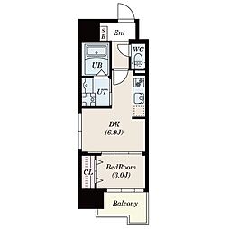 S-RESIDENCE六ツ門abreastII 10階1DKの間取り