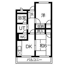 TDマンションポウロウニア 2DKの間取図画像