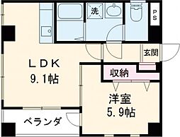 BONHEURK 1DKの間取図画像