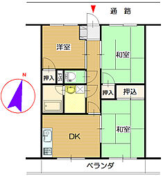 マンションＯＮＯ 1階3DKの間取り