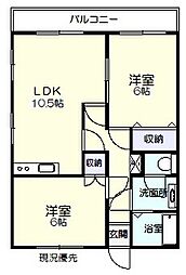 ファインコーポおすが 2階2LDKの間取り