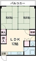 ドルフィン屋島 3階2LDKの間取り