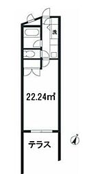 オッコーユースフル伊勢原 ワンルームの間取図画像