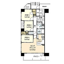 パークホームズ仙台定禅寺通 15階3LDKの間取り