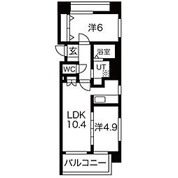 ルラシオン北9条通 2LDKの間取図画像