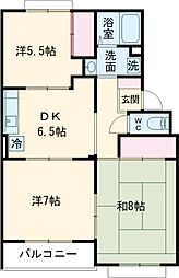 トリヴァンベール美船A棟 3DKの間取図画像