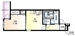 フジパレス春木駅北2番館 1DKの間取図画像