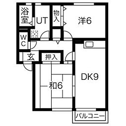 ファミールイケダ 1階2DKの間取り