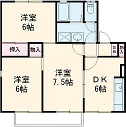 プロヴァンス飯村 2LDKの間取図画像