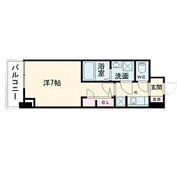 S-RESIDENCE阿波座bouncy 1Kの間取図画像