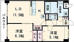 ルーカス長崎諫早I 4階2LDKの間取り