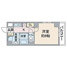 本郷ビルISA 3階1Kの間取り