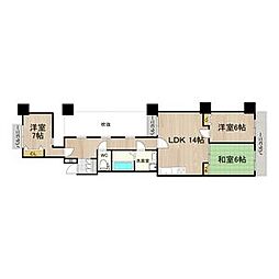 せんぼん有彩館 8階3LDKの間取り