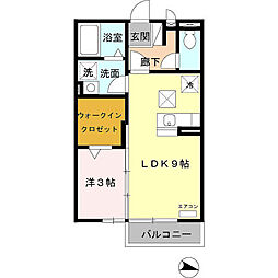 リビングタウンいせ　Ｈ 1階1LDKの間取り