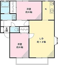 キャトルセゾン　Ａ 1階2LDKの間取り