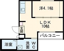 HK2west 1LDKの間取図画像