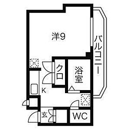 キャピタル萩野町 2階ワンルームの間取り