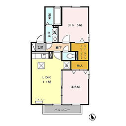 リビングタウン上堀　Ｂ 1階2LDKの間取り