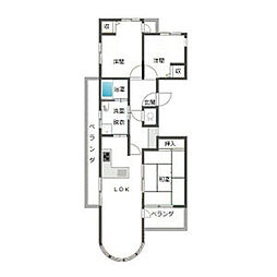 ナビハイツ新正S棟 2階3LDKの間取り
