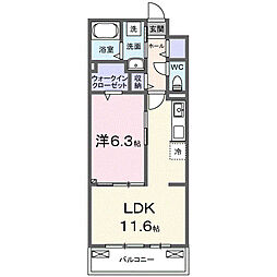 江どばしテラス 1LDKの間取図画像