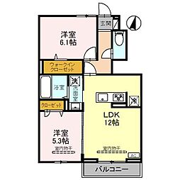 ヴォルガ　II 1階2LDKの間取り