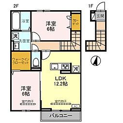 ヴォルガ　II 2階2LDKの間取り