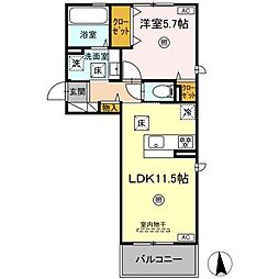 ロータスヒル A棟 1LDKの間取図画像