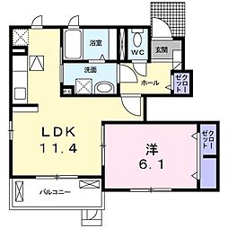 ベルデーア　東海 1階1LDKの間取り