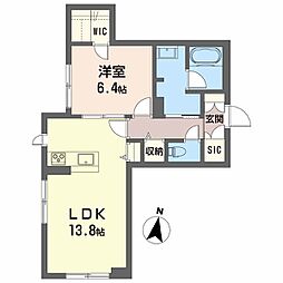 グランベレオ鷹匠 1LDKの間取図画像