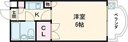 オークマンションおおみや 2階1Kの間取り