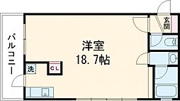 熊本電気鉄道 八景水谷駅 徒歩6分の賃貸アパート 2階ワンルームの間取り
