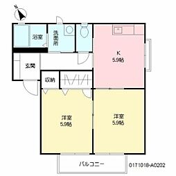 メゾンフリージアA 2Kの間取図画像
