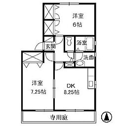 たちばなハイツ 2DKの間取図画像