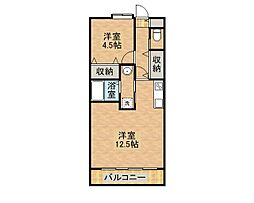 ＰＲＥＣＩＯ金田 1階1LDKの間取り