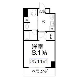 エルスタンザ仙台八幡 4階1Kの間取り