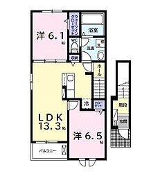 ベルメランジェＢ 2階2LDKの間取り