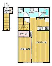 JERICHO B 2階1LDKの間取り