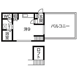 ベルフォート新瑞橋 5階ワンルームの間取り