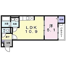 ALEGRIA藤井寺 1LDKの間取図画像