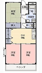 グリーン・ビレッジ 3階3DKの間取り