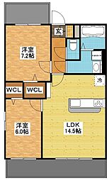 ＭＯＤＥＲＮ　ＰＡＬＡＺＺＯ文教 4階2LDKの間取り