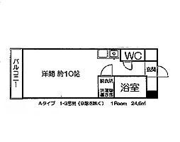 サザンブライト大手町 3階ワンルームの間取り